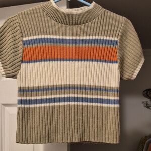 Striped Kids Sweater - Olive, Orange, Blue